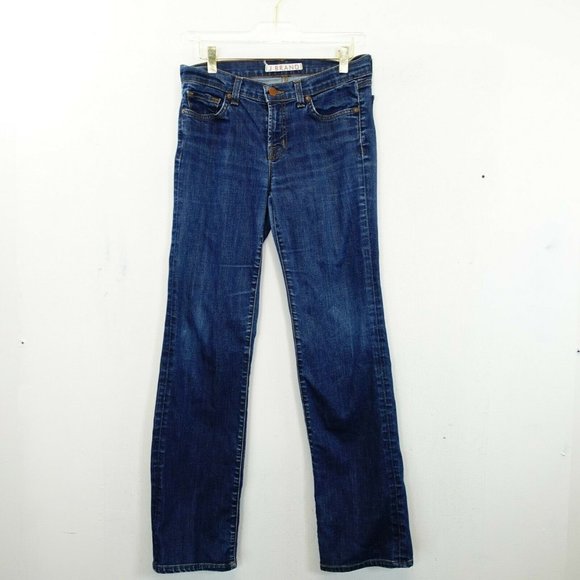 J Brand Jeans Womens Size 28 Denim Straight Leg Zip Fly Blue Low Rise Pure USA‎ - Picture 1 of 13
